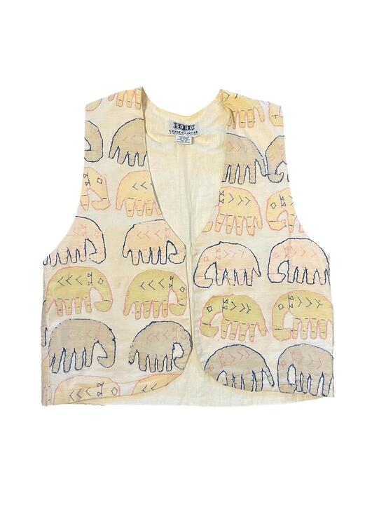Soho Apparel Tops - Vintage SOHO Cotton Elephant Print Vest in Pastel Colors, Size Large